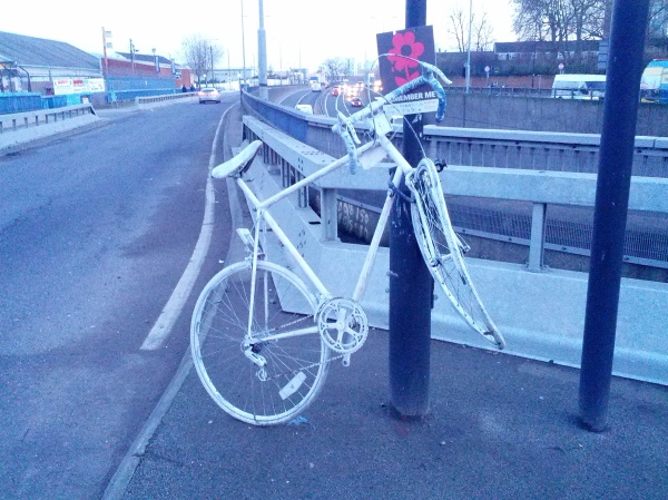 Ghost bike Bow Roundabout